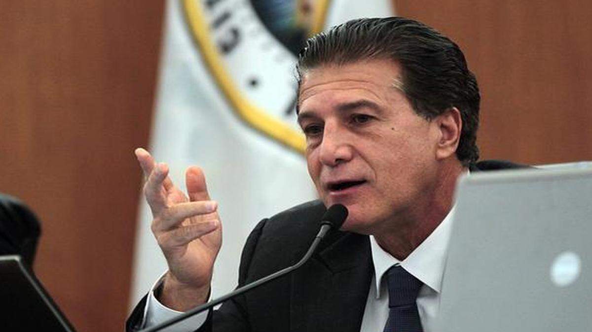 
Hialeah Mayor Carlos Hernandez speaks during a meeting in which he and the City council honored the Hialeah Police Department Swat team members for their performance during last year July 27th shooting event that left seven people dead including the gunman Pedro Alberto Vargas
