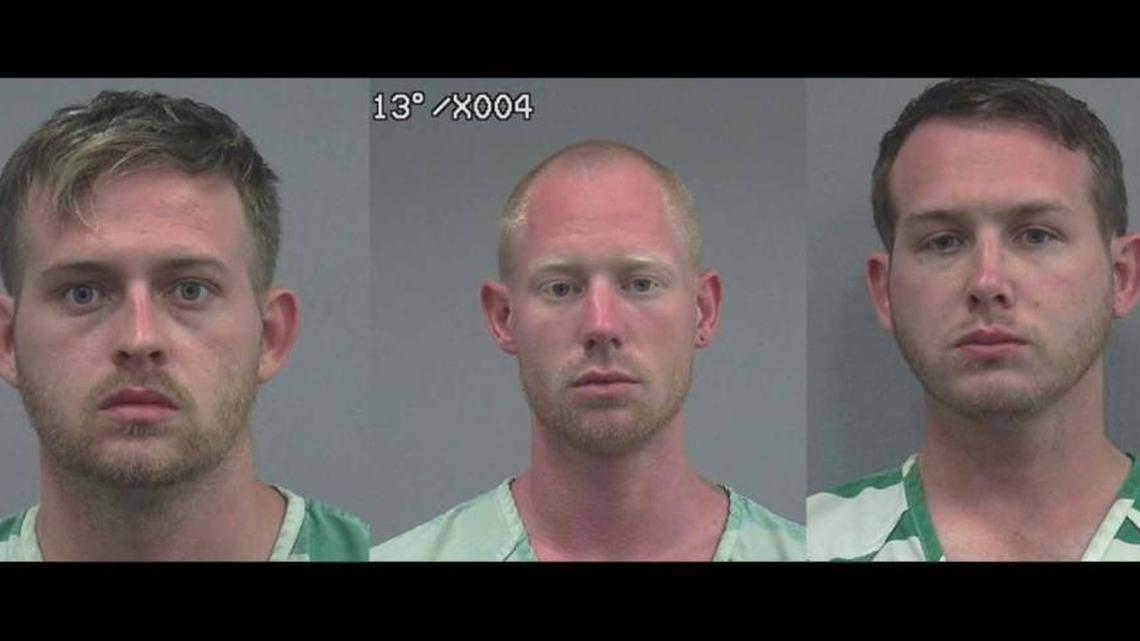 (From left) Colton Fears, 28, Tyler Tenbrink, 28, and Wiliam Fears, 30, were arrested on charged of attempted murder in Gainesville. Police said the trio heckled anti-Richard Spencer protesters with Nazi salutes and threats before shooting at them.