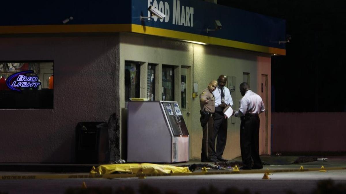 
One person was shot dead early Wednesday outside the Valero gas station and food mart in the 1200 block of Northwest 103 Street.
