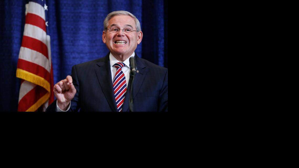 
Sen. Robert Menendez (D-NJ) speaks at a press conference on April 1, 2015 in Newark, New Jersey. Menendez has been indicted on federal corruption charges of conspiracy to commit bribery and wire fraud.
