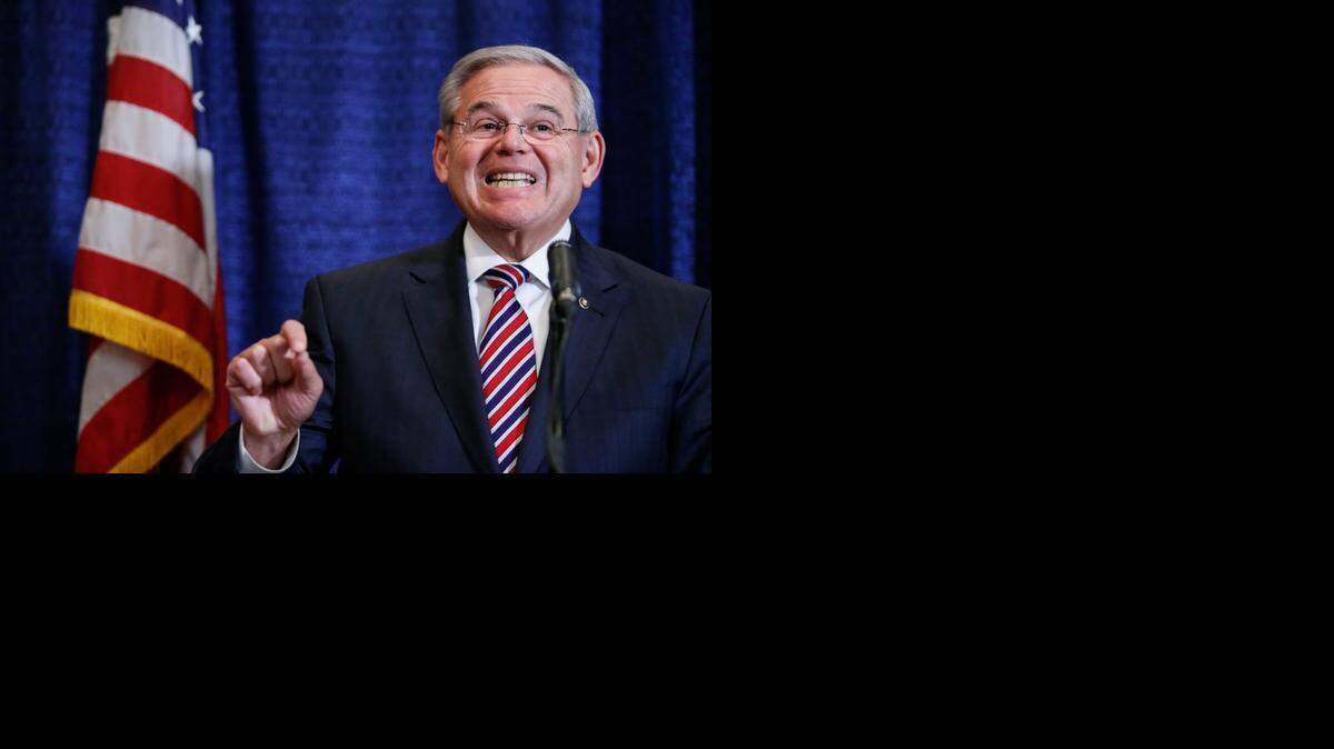 
Sen. Robert Menendez (D-NJ) speaks at a press conference on April 1, 2015 in Newark, New Jersey. Menendez has been indicted on federal corruption charges of conspiracy to commit bribery and wire fraud.
