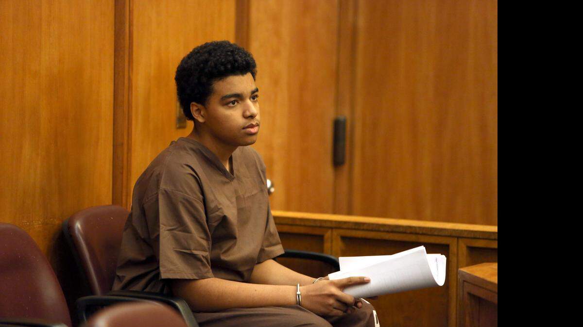 
 Marc Wabafiyebazu, 15, attends his arraignment on Monday, April 20, 2015.
