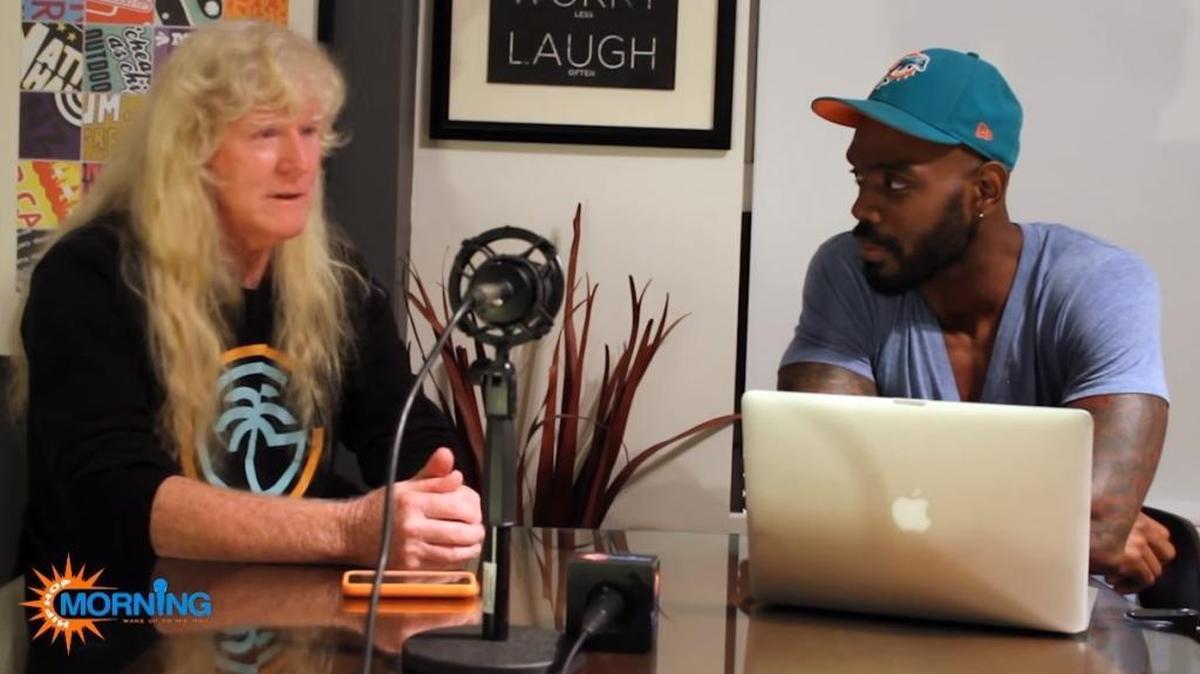 Former cocaine smuggler Michael “Mickey” Munday, being interviewed by host Fray in 2015 for the website Hip Hop Morning.