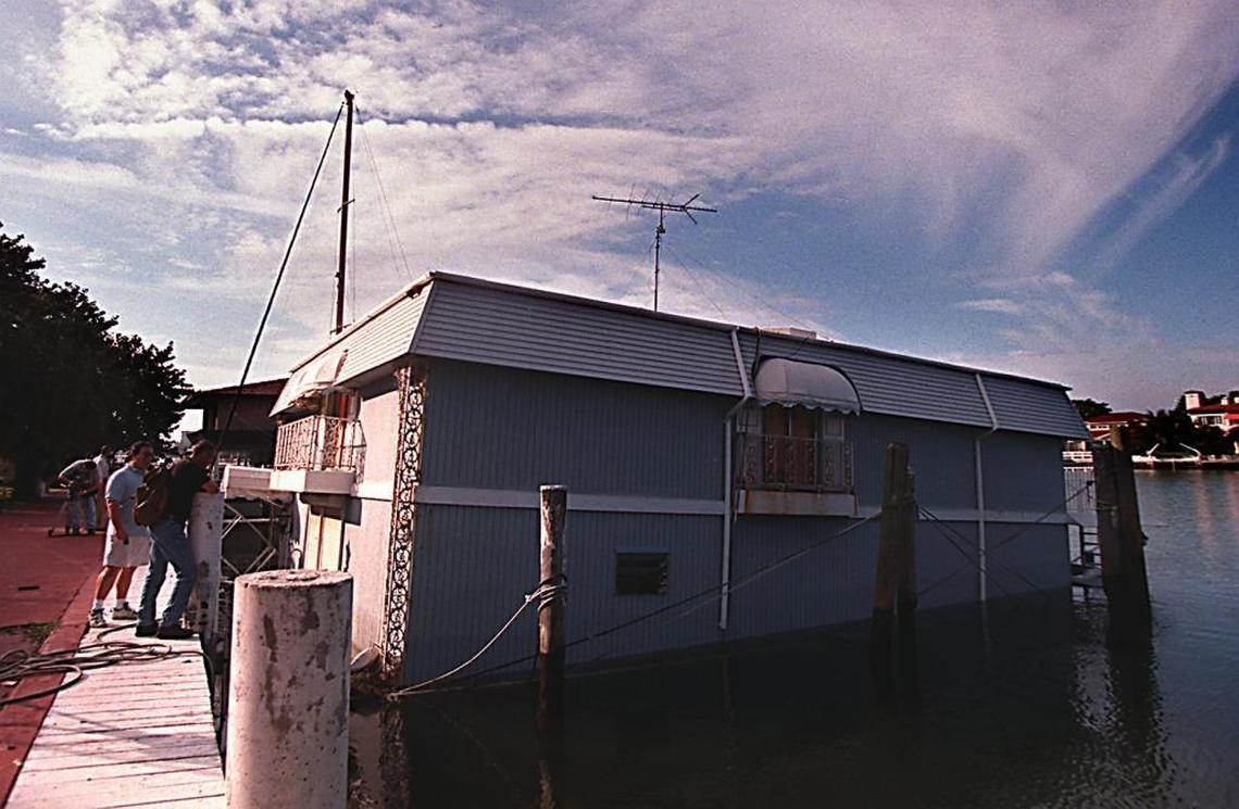 The houseboat in Miami Beach where accused killer Andrew Cunanan was found dead.