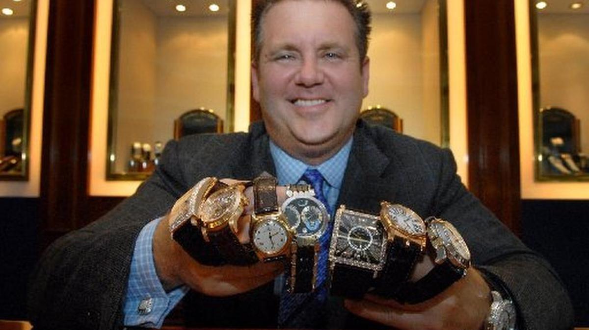 
Fort Lauderdale lawyer Scott Rothstein shows off fancy watches at Levinson Jewelers in 2007.
