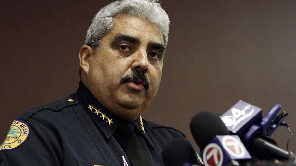 Former Miami Police Chief Miguel Exposito speaks in 2011 about his ongoing battle with the mayor over a string of police shooting deaths.