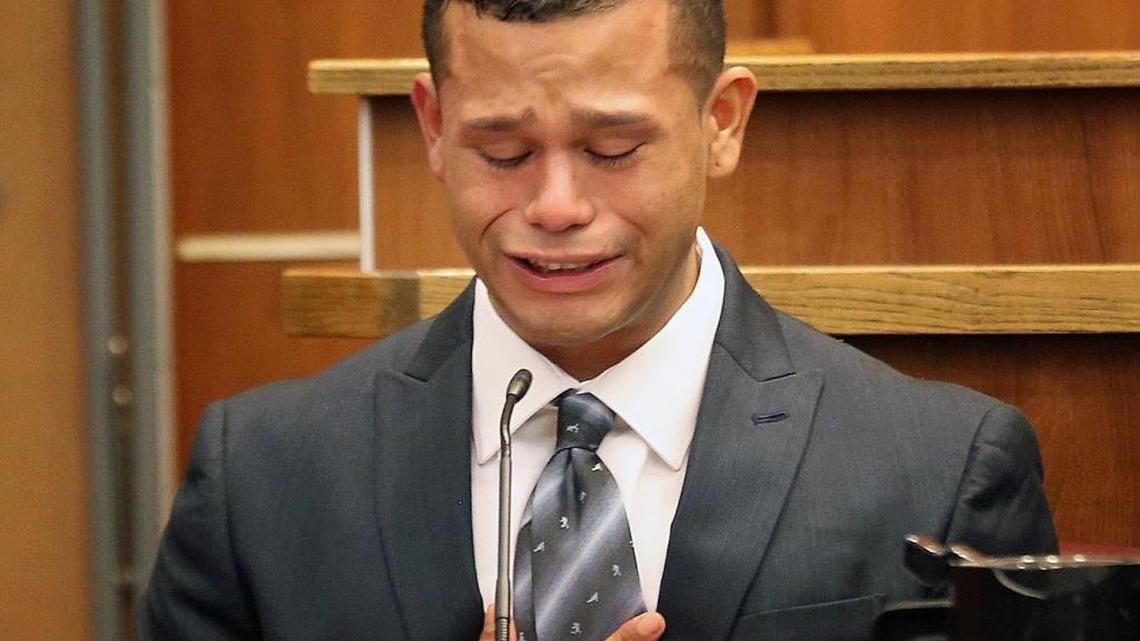 Franklin Chavez reads a prepared statement apologizing to the Criales family for the death of Carmen Criales. He was sentenced to seven years in prison after an accident caused when he was driving the wrong way on I-95.