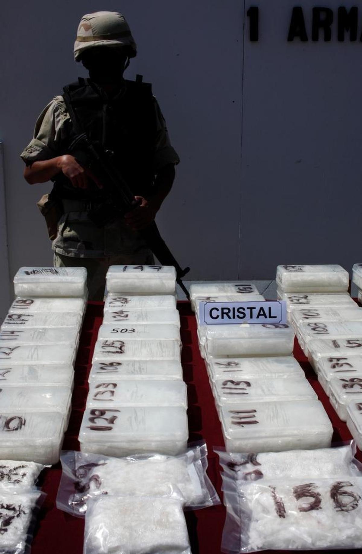 Crystal meth, seized by authorities in Mexico. The highly addictive drug manufactured in Mexico is believed to be hitting the streets of South Florida