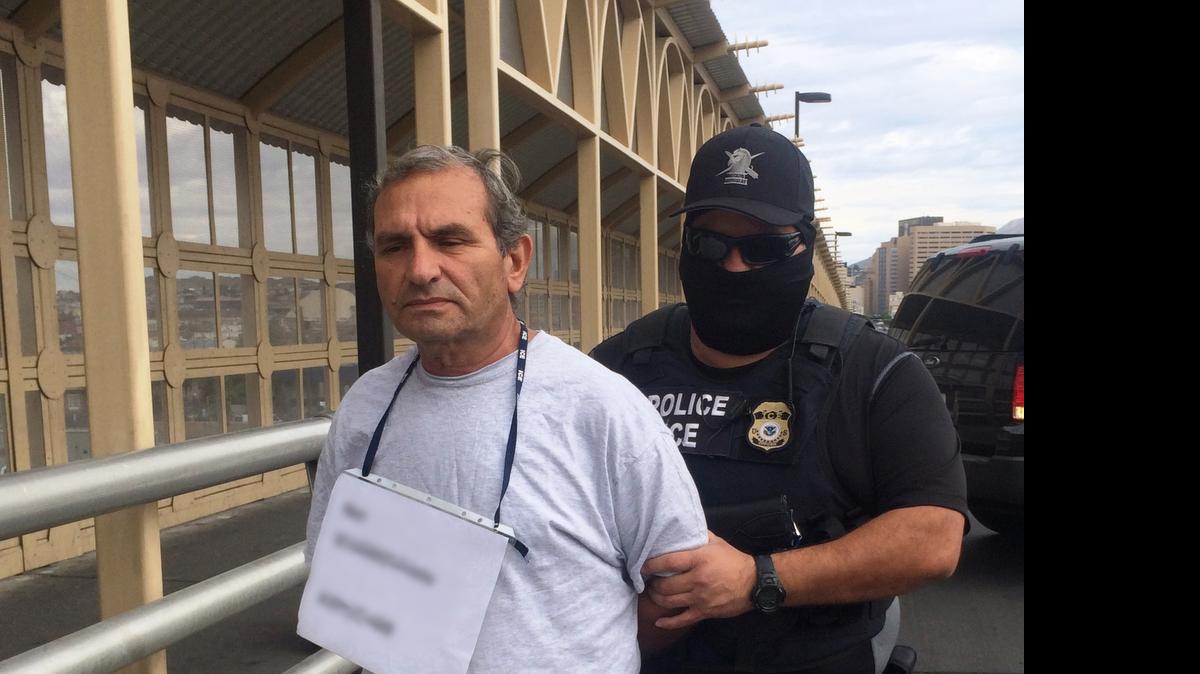 
U.S. Immigration and Customs Enforcement (ICE) prepare to deliver on Ner Silverio Prieto to authorities in Mexico, where he was wanted on allegations of sexual abuse of a minor. Silverio was handed over to Mexico by the Stanton Street Bridge in El Paso, Texas, which leads to Ciudad Juarez in the Mexican state of Chihuahua.
