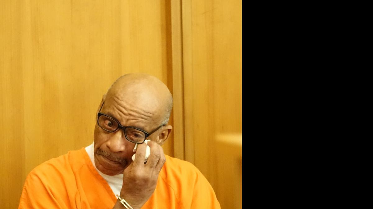 
Antonio Lawrence, 57, convicted of the drunk-driving crash that killed two church leaders in Liberty City, cries in court Friday during his sentencing hearing.
