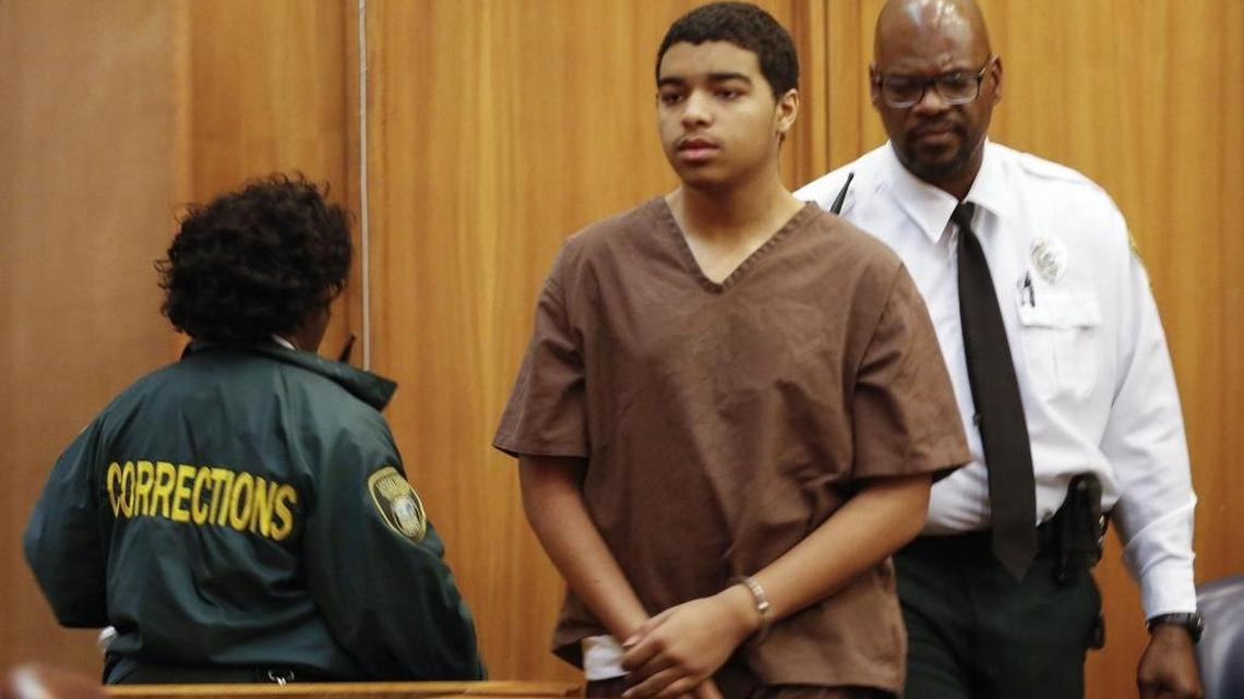 Marc Wabafiyebazua, center, arrives in court for his bail hearing in June.