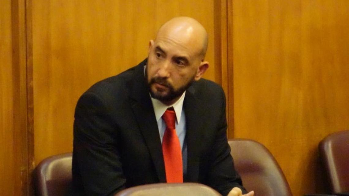 Karel Rosario, the former Miami-Dade police detective who sold jewelry stolen from a suspect’s home, in court after he was sentenced to 366 days in prison.