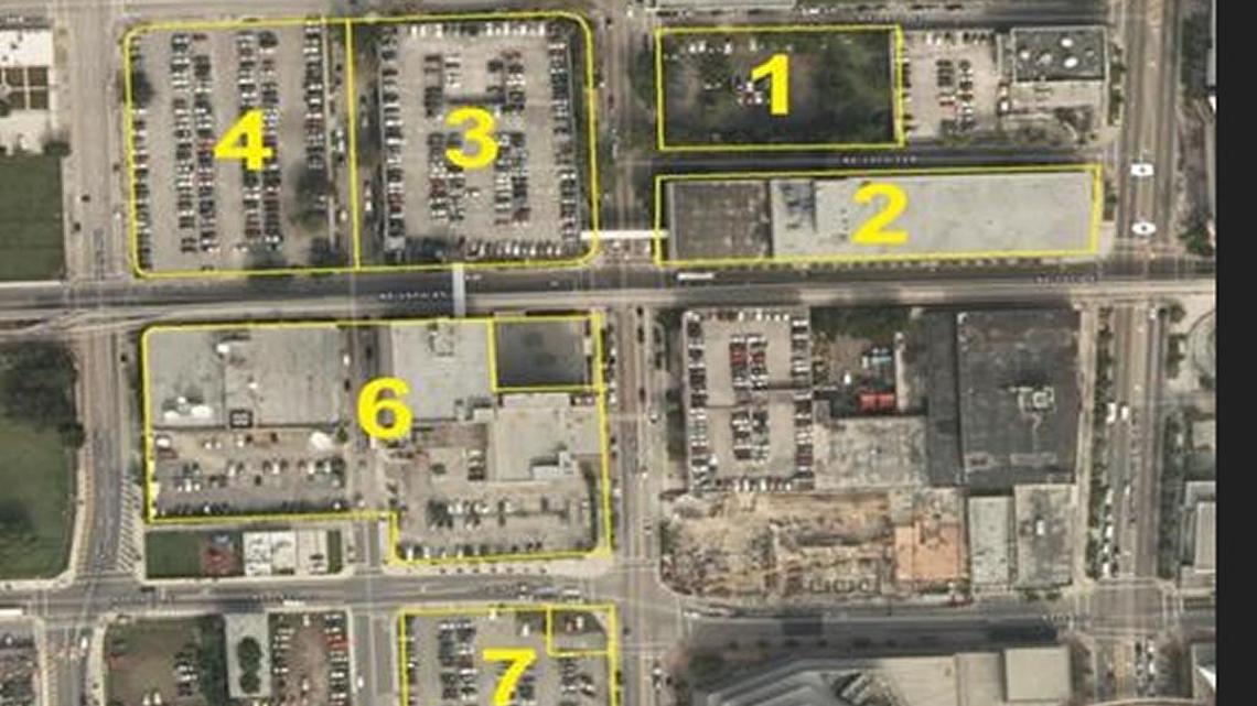 The numbered lots show land owned by the Miami-Dade County public school district. Lot number seven is currently under consideration for redevelopment in a public/private partnership.
