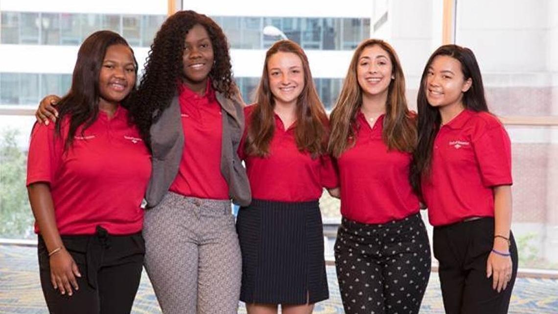 Mya Wallace, Amanita Pierre, Annie Farrell, Gabriela Arredondo, and Stephanie Chang are the 2017 Bank of America Student Leaders. The students participated in a paid internship with the Boys and Girls Club of Miami-Dade County and attended a national leadership summit, featuring 200 Student Leaders, in Washington, D.C. The young women join a network of about 3,000 people nationwide.