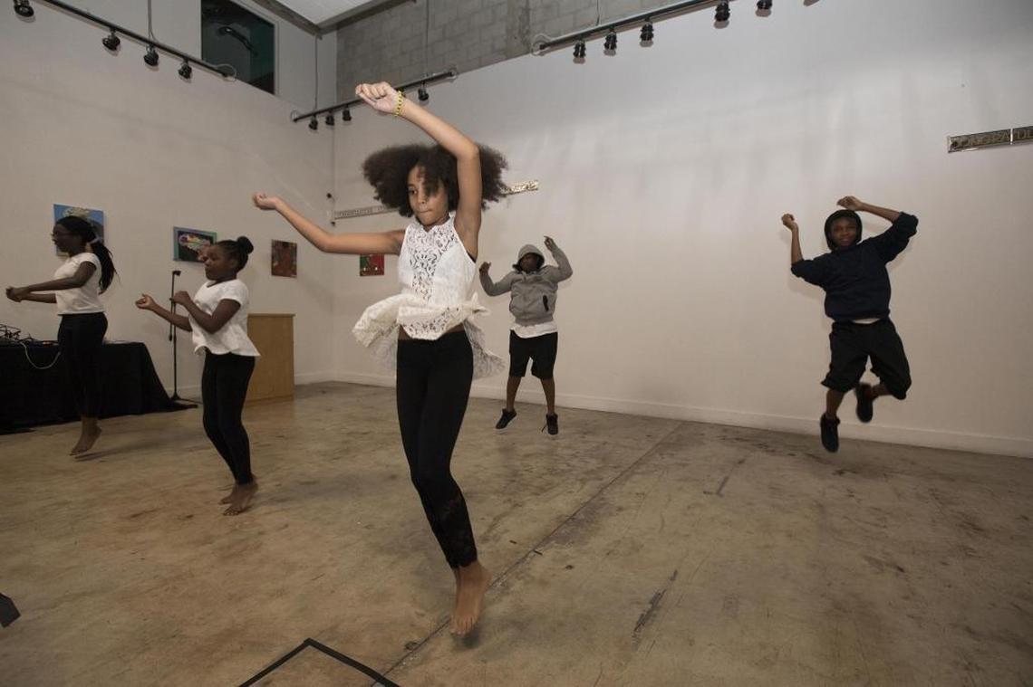 Abeni Brown, 10, dances when Art + Tech Summer Camp students present their Summer Showcase at The Arc in Opa-locka, on Friday, July 28, 2017.