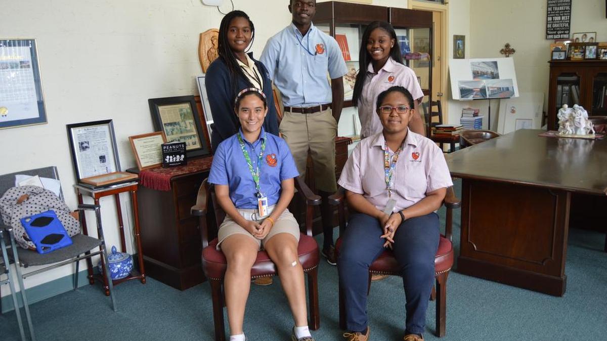 
POSSE FOUNDATION: Archbishop Curley Notre Dame 6 – 12 Prep students: Danielle Antoine, Styve Mbuyi, Sabrina Monestime, Esperanza Cadena and Briana Gaspard are semi-finalists in the Posse Foundation Scholarship Program. 
