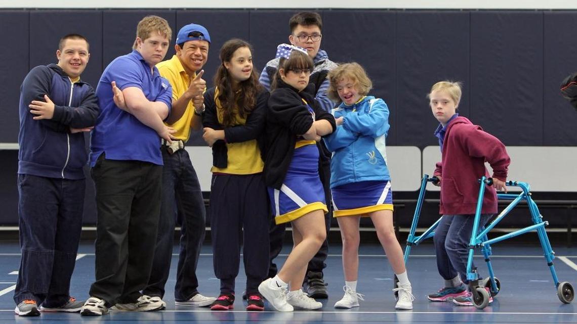 (Daniel Martinez, Luke Tinney, John Keeler, Daniela Asor, Veronica Marzo, Gabriel Palacios, Daniella Arellano and Morgan Battle, all members of the high school class, at the rehearsal for the Learning Experience School Fashion Show fundraiser, Friday January 29, 2016.
