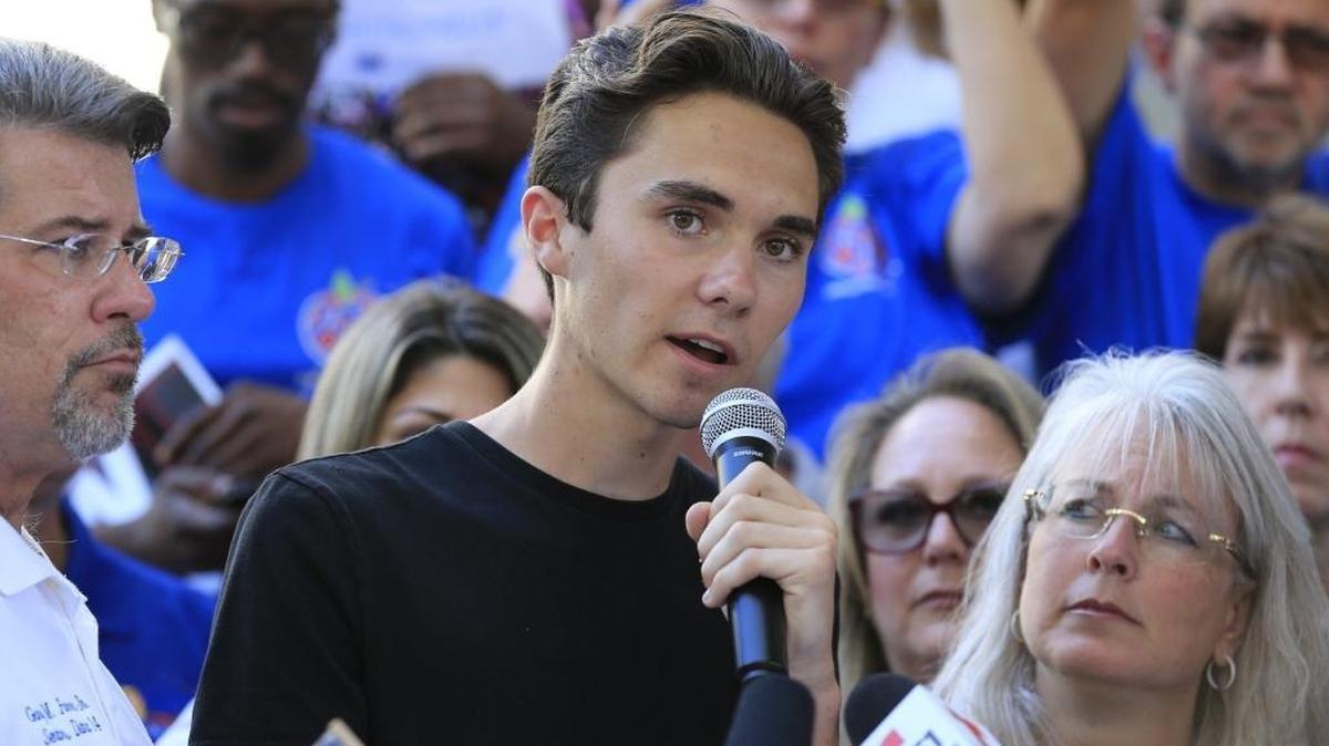 David Hogg, a student in the debate program at Marjory Stoneman Douglas High School, speaks in support of gun control at the Federal Building-United States Courthouse in Fort Lauderdale on Saturday, Feb. 17, 2018.