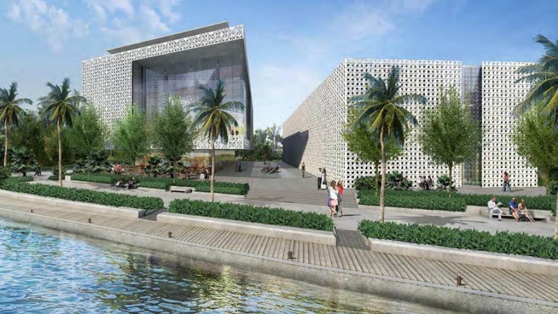 A rendering of Naeem Khan’s proposed Miami headquarters from architecture firm Arquitectonica.