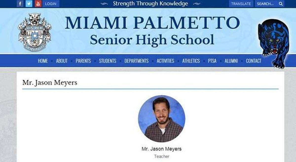 Jason Meyers was a creative writing teacher at Miami Palmetto Senior High School, where he was arrested on charges of sexually abusing one of his students.