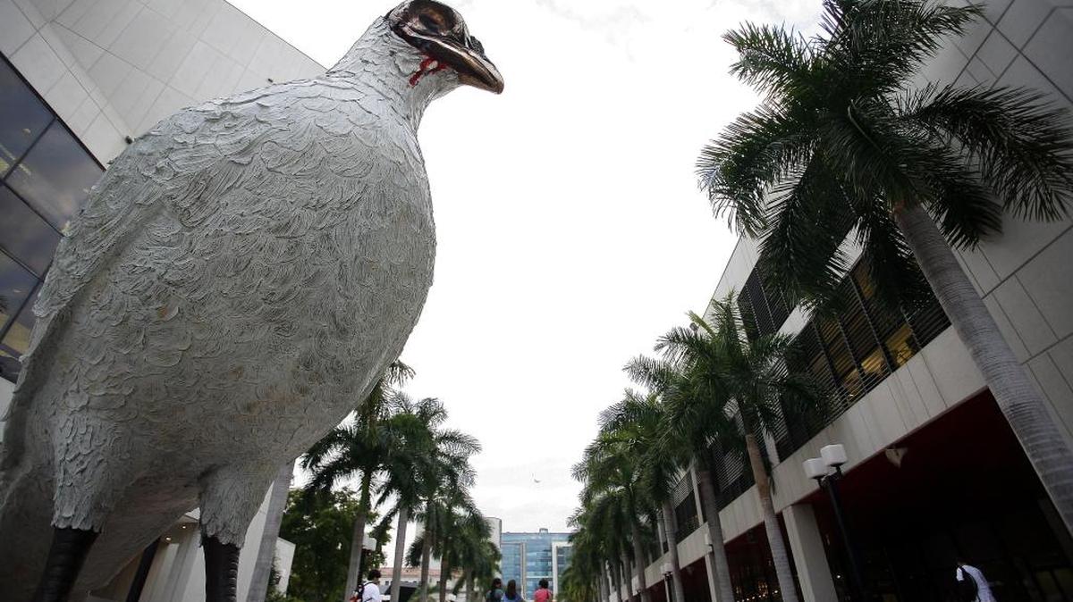 For more than a decade, a bloodied, scalpless, 13-foot-tall bird sculpture graced Miami Dade College’s downtown campus. Now, The Wounded Peace Dove by artist Fred “Nall” Hollis sits in Alabama.