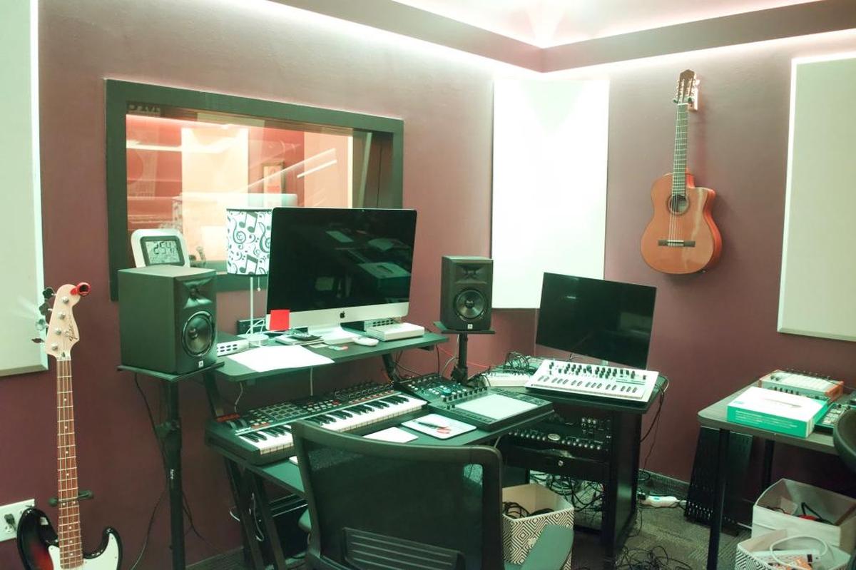 A recording studio at Fusion Academy in Kendall.