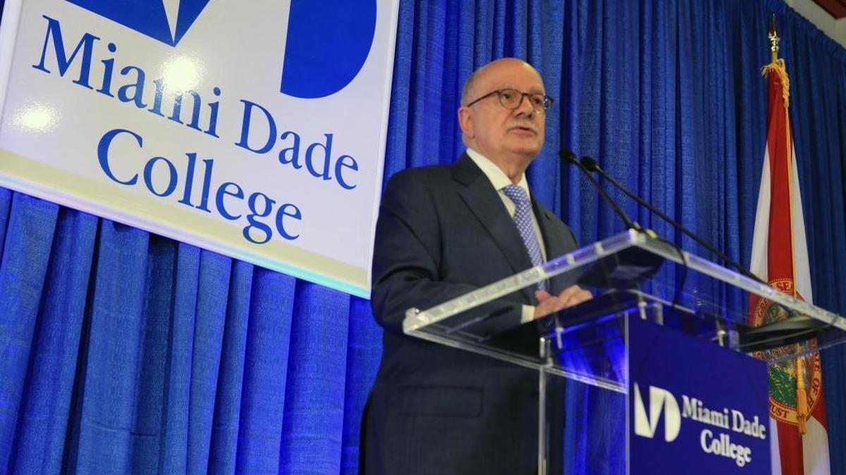 Eduardo Padrón, President of Miami-Dade College, during a conference at Miami Dade College’s Wolfson Campus on Wednesday, August 30, 2017.