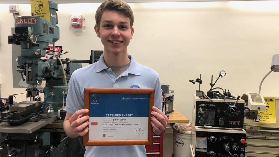 Jason Ledon, accomplished expert status at age 16, on his first try, making him the youngest SolidWorks Certified Expert in the world, his school advisor has been told.