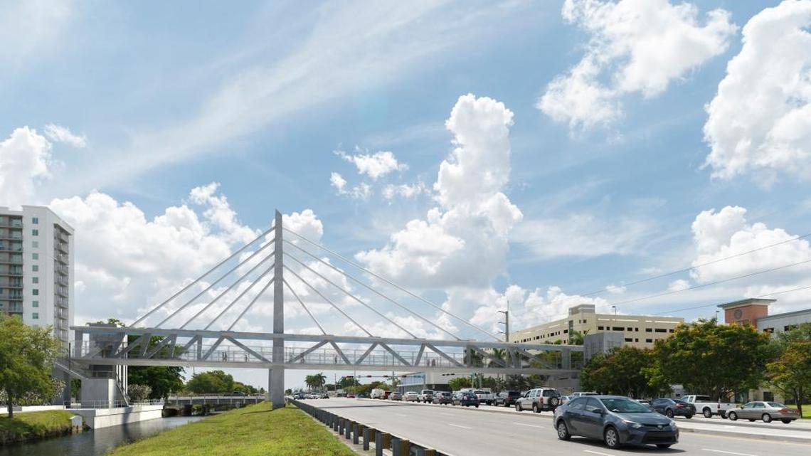 A rendering of what the pedestrian bridge connecting Florida International University and Sweetwater over Southwest eighth street would look like.