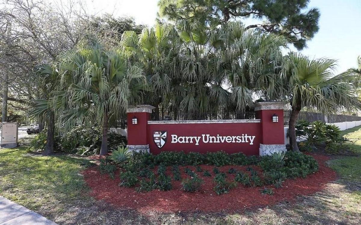 The Barry University sign on Northeast Second Avenue in Miami Shores.