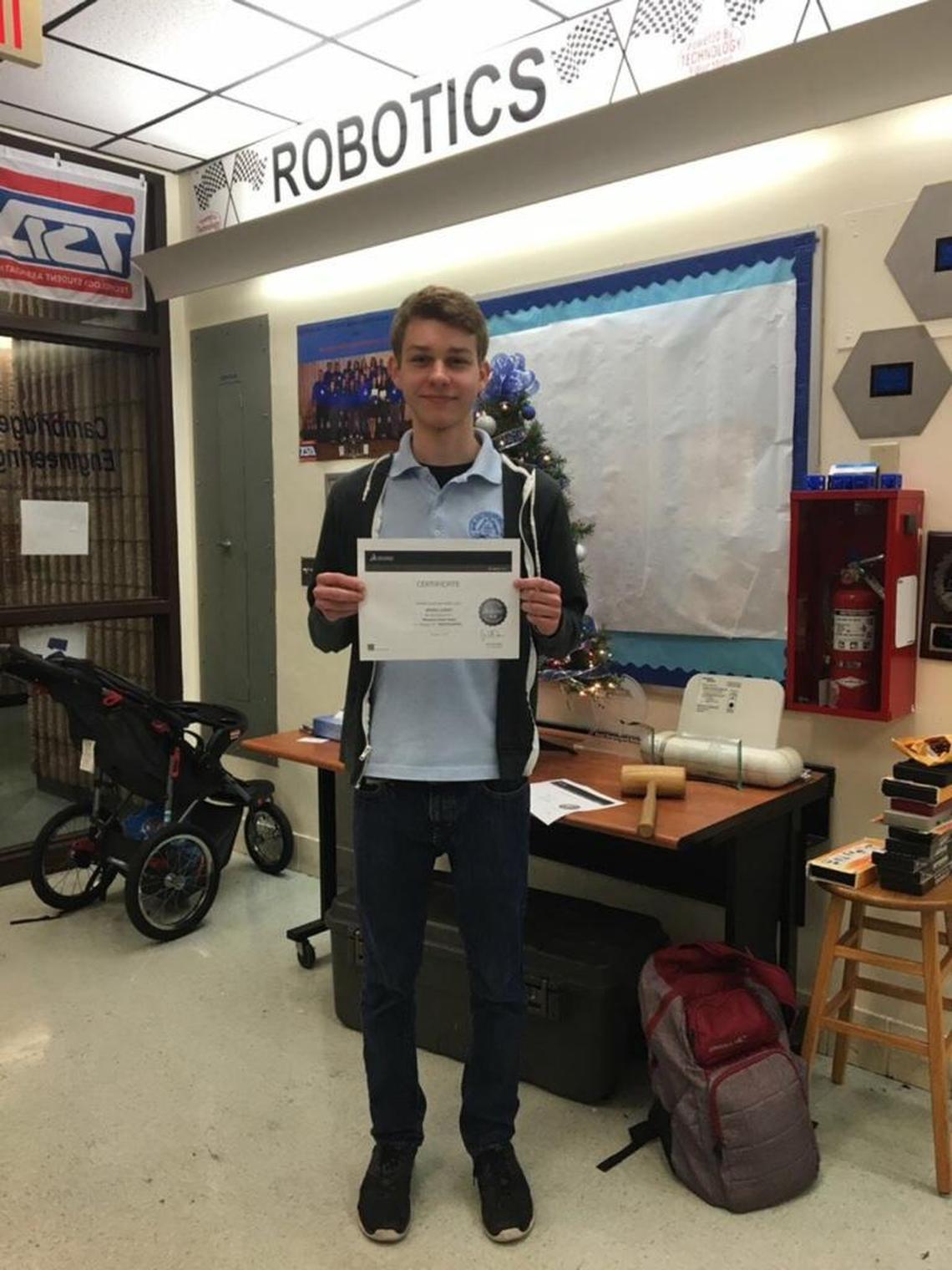 Jason Ledon, accomplished expert status at age 16, on his first try, making him the youngest SolidWorks Certified Expert in the world, his school advisor has been told.