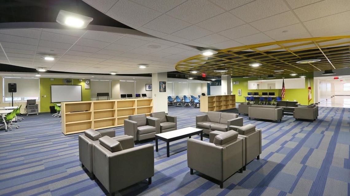 The third floor at MAST Academy in Homestead shows the new open, more flexible floor plans being incorporated in modern school design.