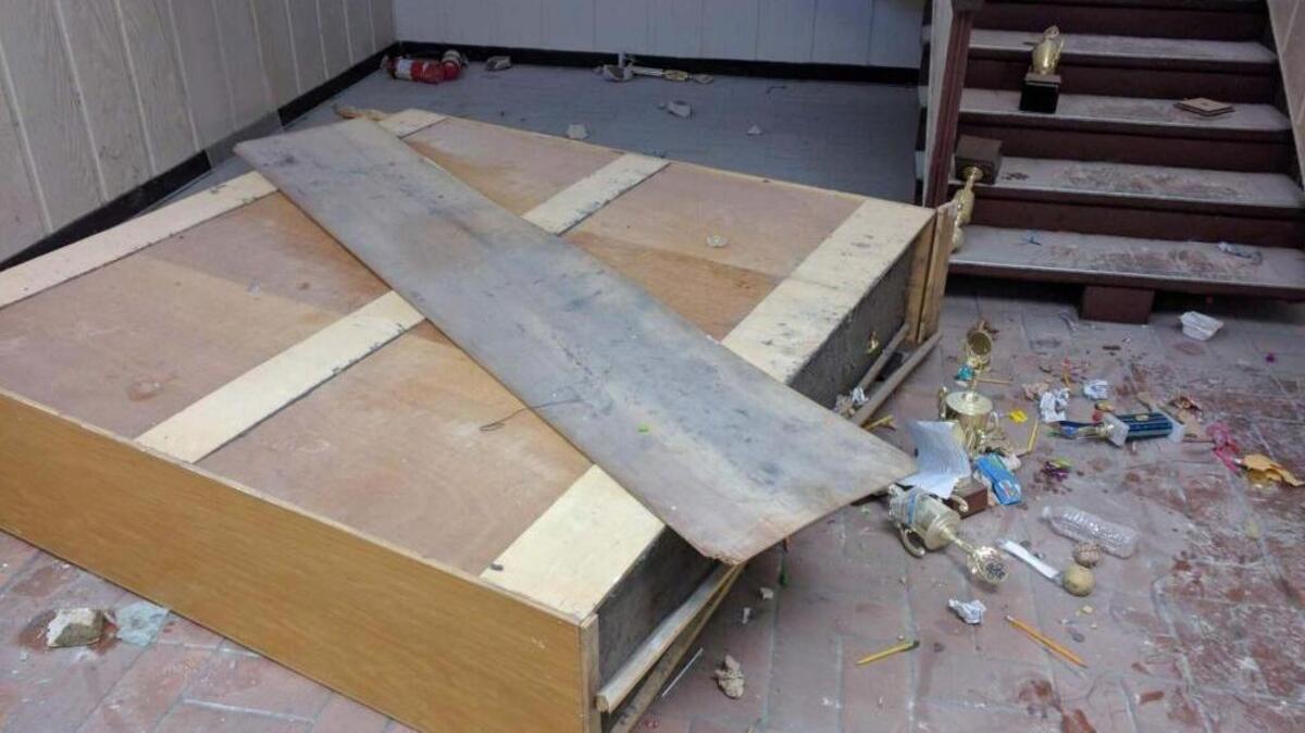 A photo of damage at Comstock Elementary School left by vandals who broke in early Tuesday morning.