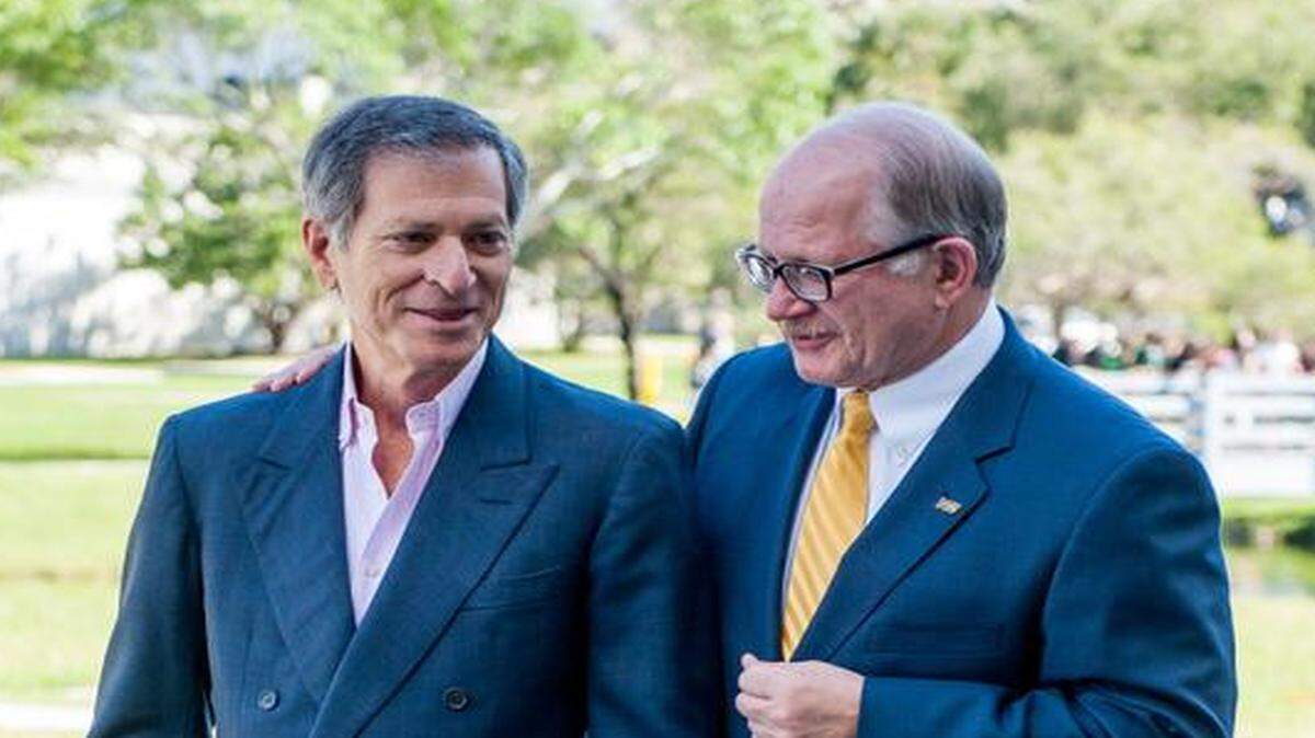 
Ambassador Steven Green, left, with Florida International University president Mark Rosenberg.
