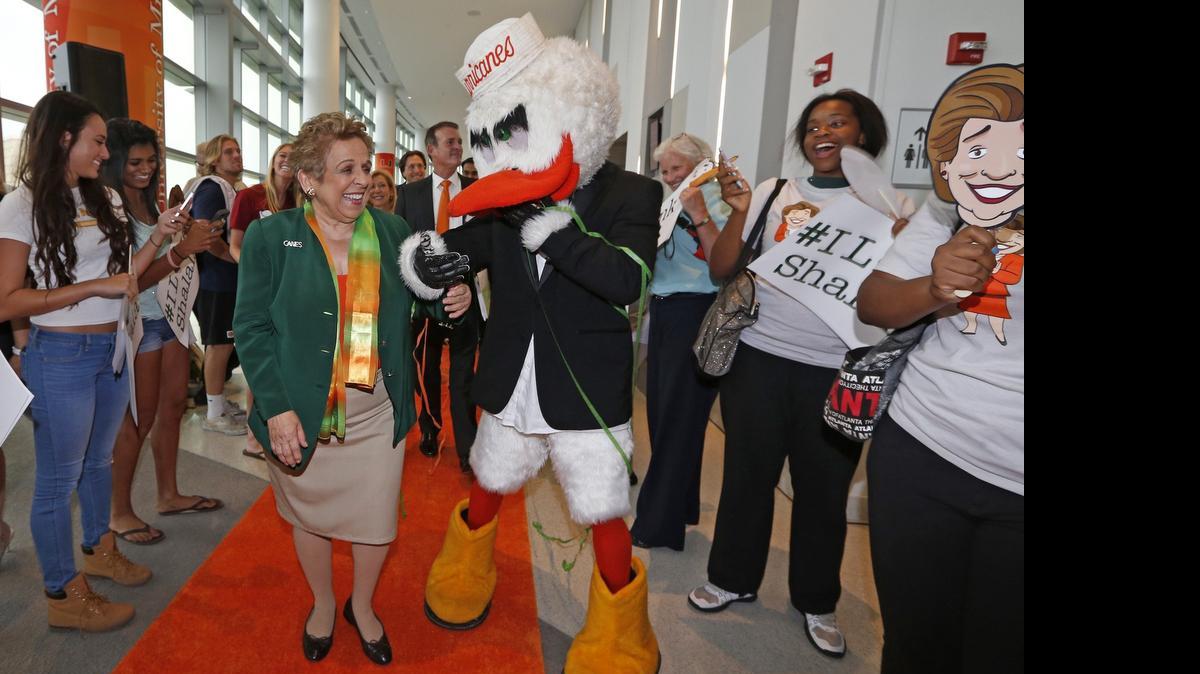 
Sebastian and Donna Shalala attend a celebration to honor the University of Miami president’s 14 years of leadership at the Student Activities Center on Thursday, April 30, 2015. 

