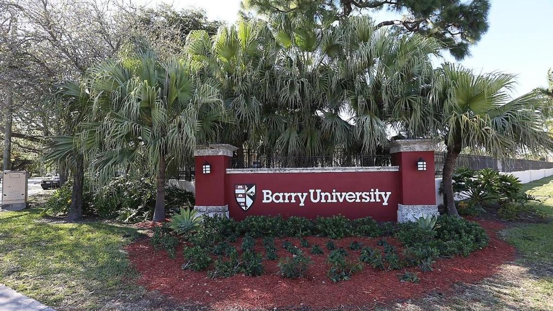 The Barry University sign on Northeast Second Avenue in Miami Shores.