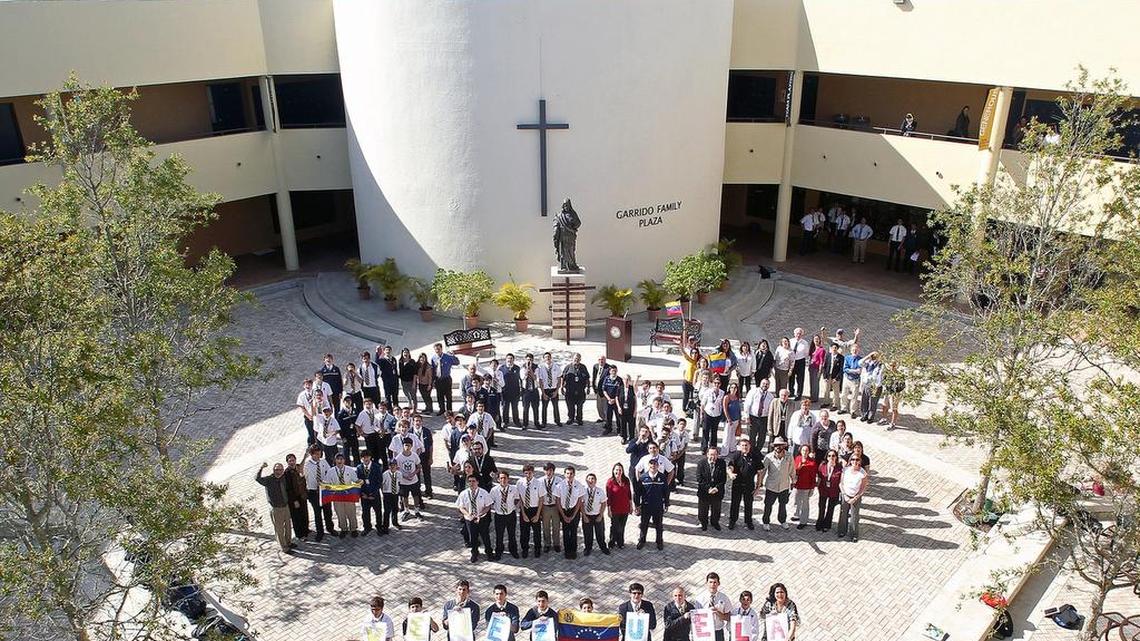 Students and faculty at Belen Jesuit Preparatory School in southwest Miami-Dade