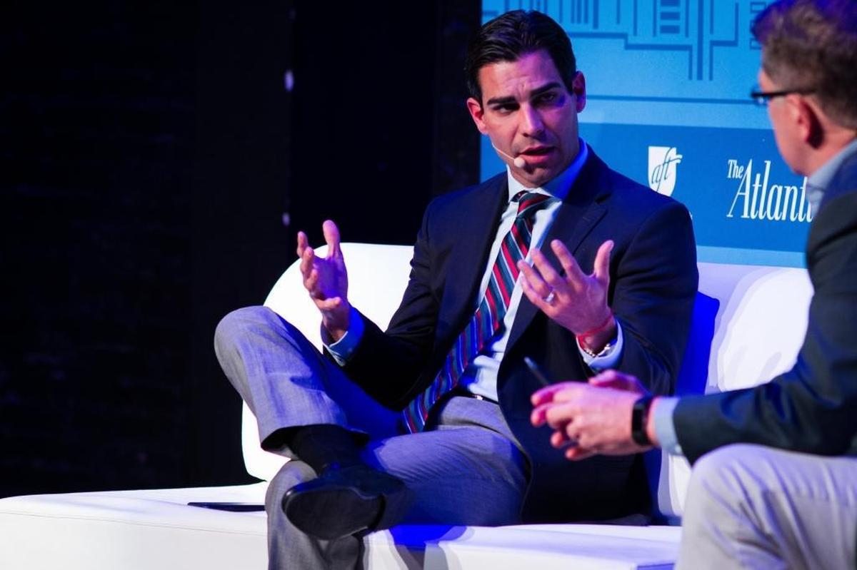 Miami Mayor Francis Suarez speaks during The Atlantic School Across America event on Monday.