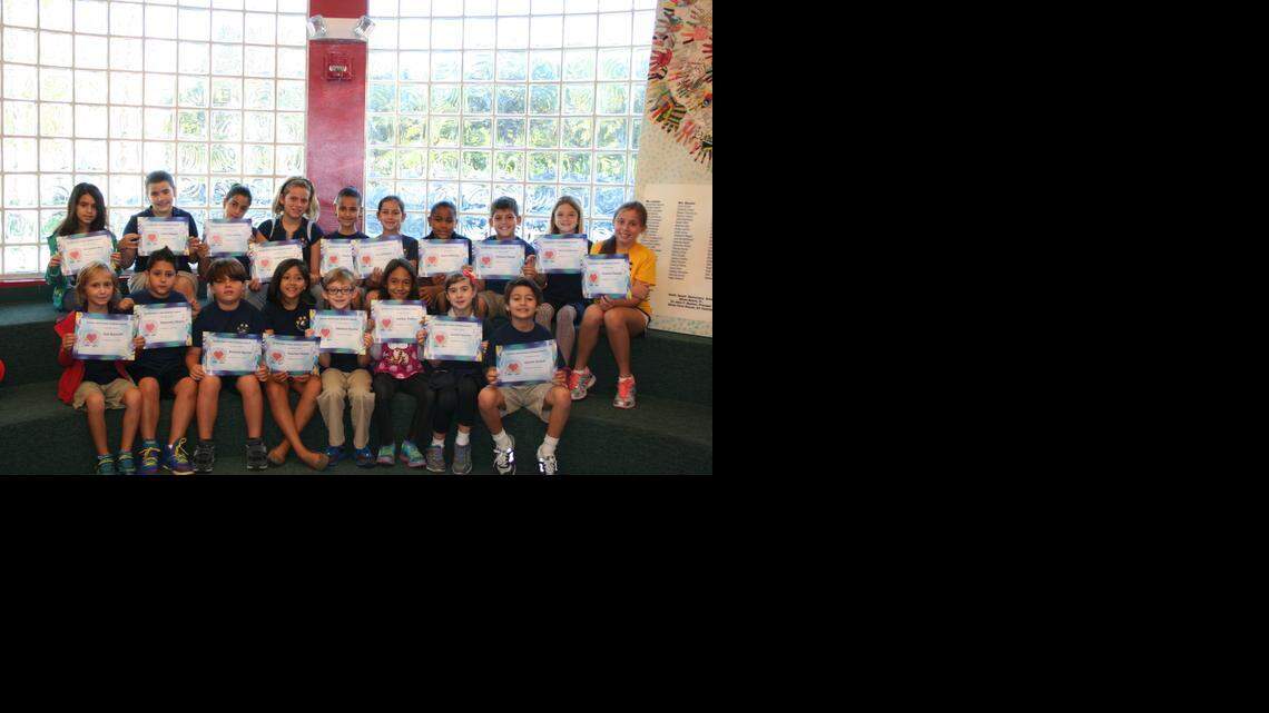 
HEART AWARD RECIPIENTS: Students from North Beach Elementary School were selected as Jennifer Beth Turken Heart Award recipients for the month of October. Students in the top row are: Leila Delgado, Carla Infante, Isabella Hernandez, Alyssa Ocana, Lily Schwartz, Ayana McCrae, Stefano Chiodi, Olivia Schottenstein and Victoria Poveda. Students in the bottom row are: Gali Bajaroff, Alejandro Marin, Richard Aguilar, Paloma Hickey, Mitchell Risolia, Ashley Trofino, Gabriela Figueredo and Gianni Farach.

