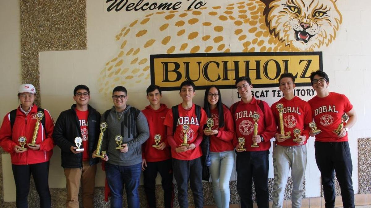 Select students from Doral Academy Preparatory School recently competed in the Buccholz Math Competition, and won fifth place overall.