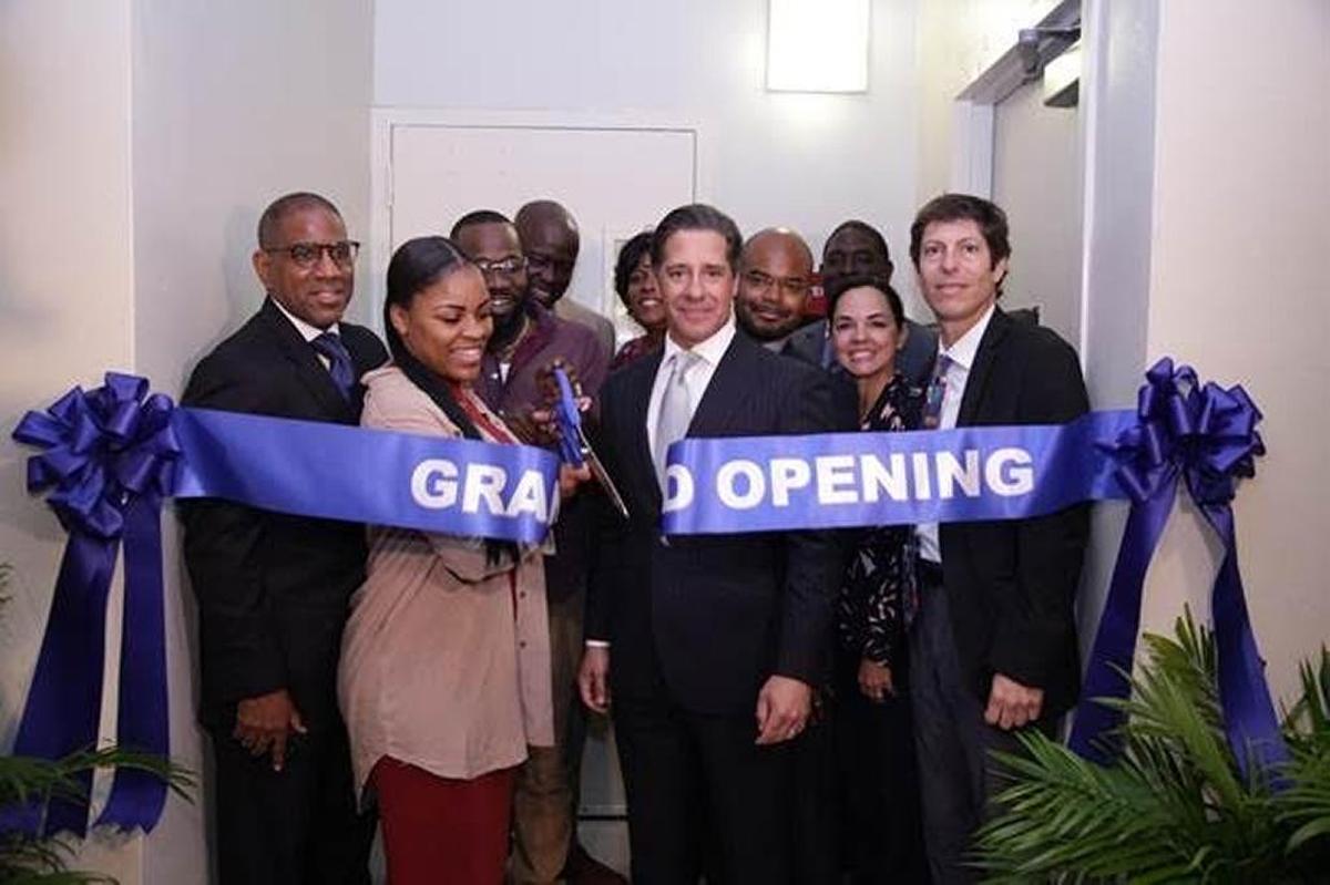 The King Carter Global Trade and Logistics Academy has officially opened in honor of King Javon Carter, a 6-year-old boy shot and killed in 2016 in Miami’s inner city. Pictured in the front row, from left: Miami Dade School Board member Steve Gallon III, King’s mother Monica Carter, Schools Superintendent Alberto Carvalho and School Board member Martin Karp.