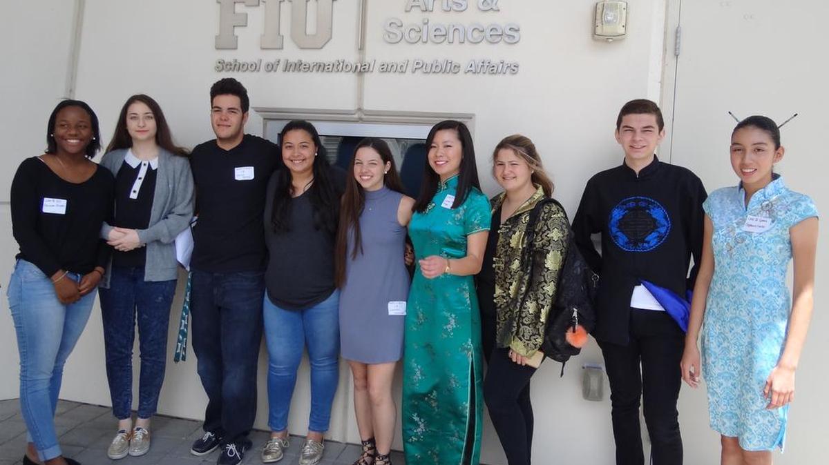 Saint Brendan High School students placed first in Florida International University’s Chinese Speech and Skit Competition. Participants included, from left to right, Florianne Jaques, Elena Bermudez, David Perez, Alexandra Romero, Lourdes Saravia, Lianne Fernandez-Fraga, Amberly Mesa, Francisco Santana and Stephanie Cantor.