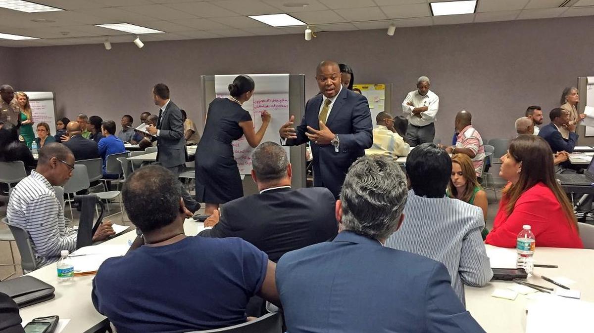 South Dade residents, educators and local government officials brainstorm solutions to youth violence at a Together for Children meeting at South Dade Regional Library in Cutler Bay on September 22, 2016.