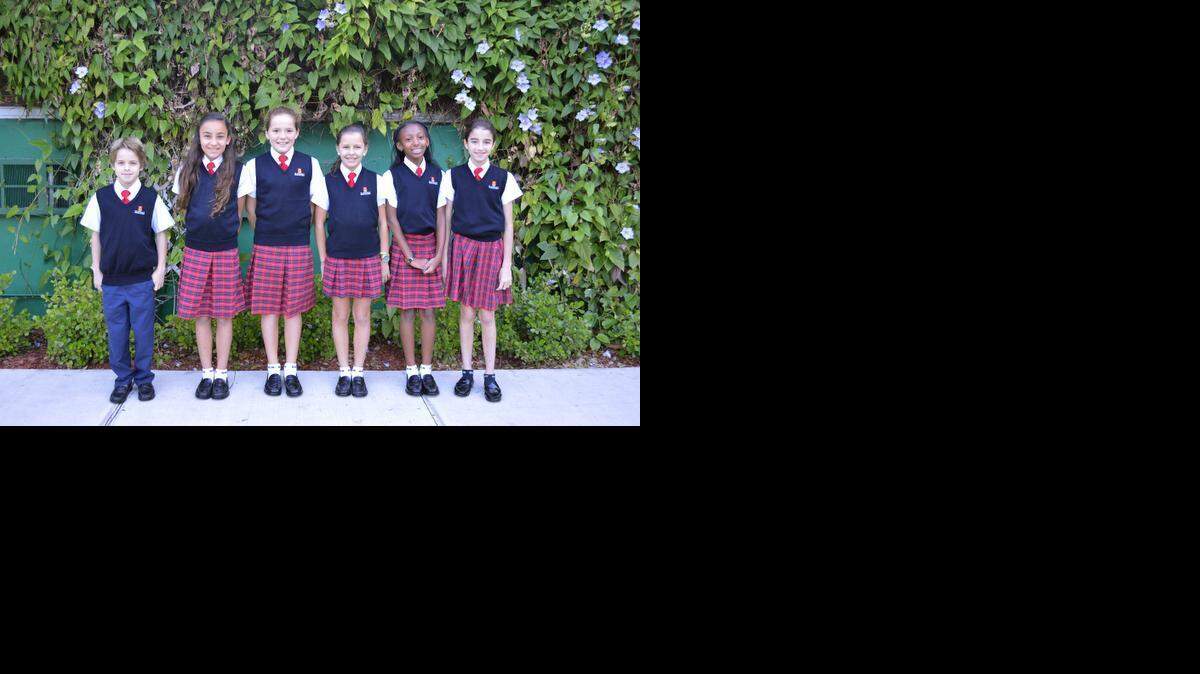 
SPEECH CONTEST WINNERS: Sebastian Perez, Sophia Salgueiro, Laura de la Fuente, Bettina Baptista, Kira Oglesby and Ana Maria Tovar were recognized for competing in a speech contest at St. Stephen’s Episcopal Day School.

