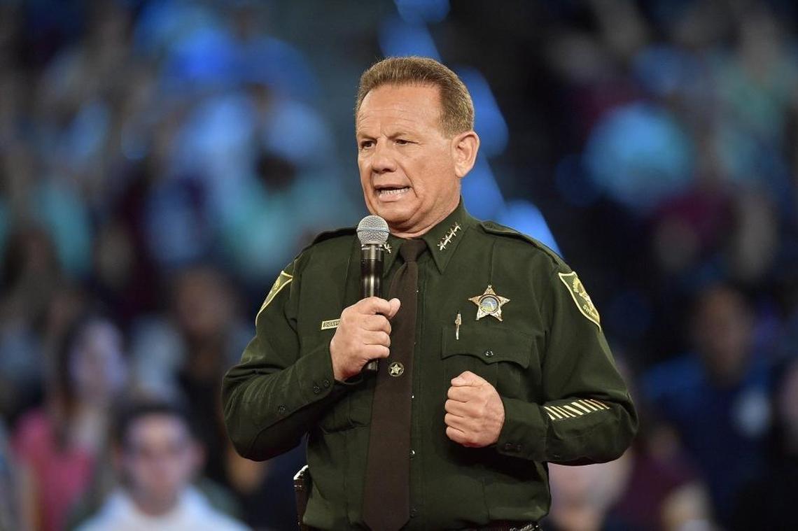 Broward County Sheriff Scott Israel speaks before the start of a CNN town hall meeting, Wednesday, Feb. 21, 2018, at the BB&T Center in Sunrise.