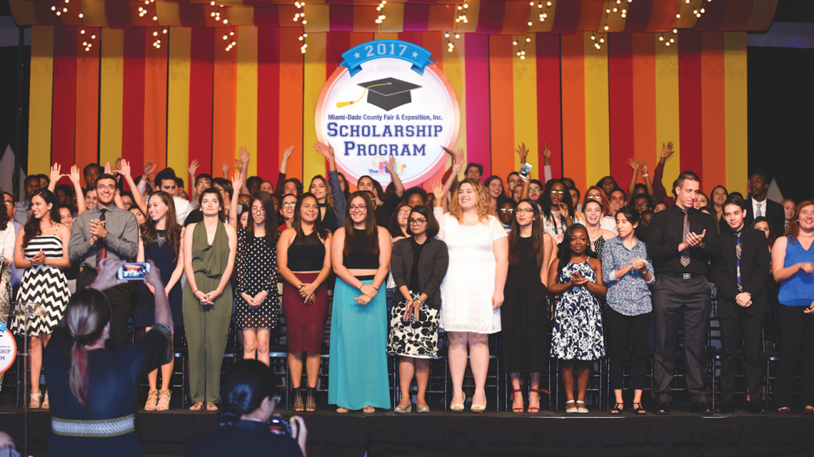 The scholarship committee of the Miami-Dade County Fair and Exposition awarded 151 Miami-Dade County high school seniors with $1,000 scholarships. The students, pictured, were awarded during a dinner ceremony July 5 on fair grounds.