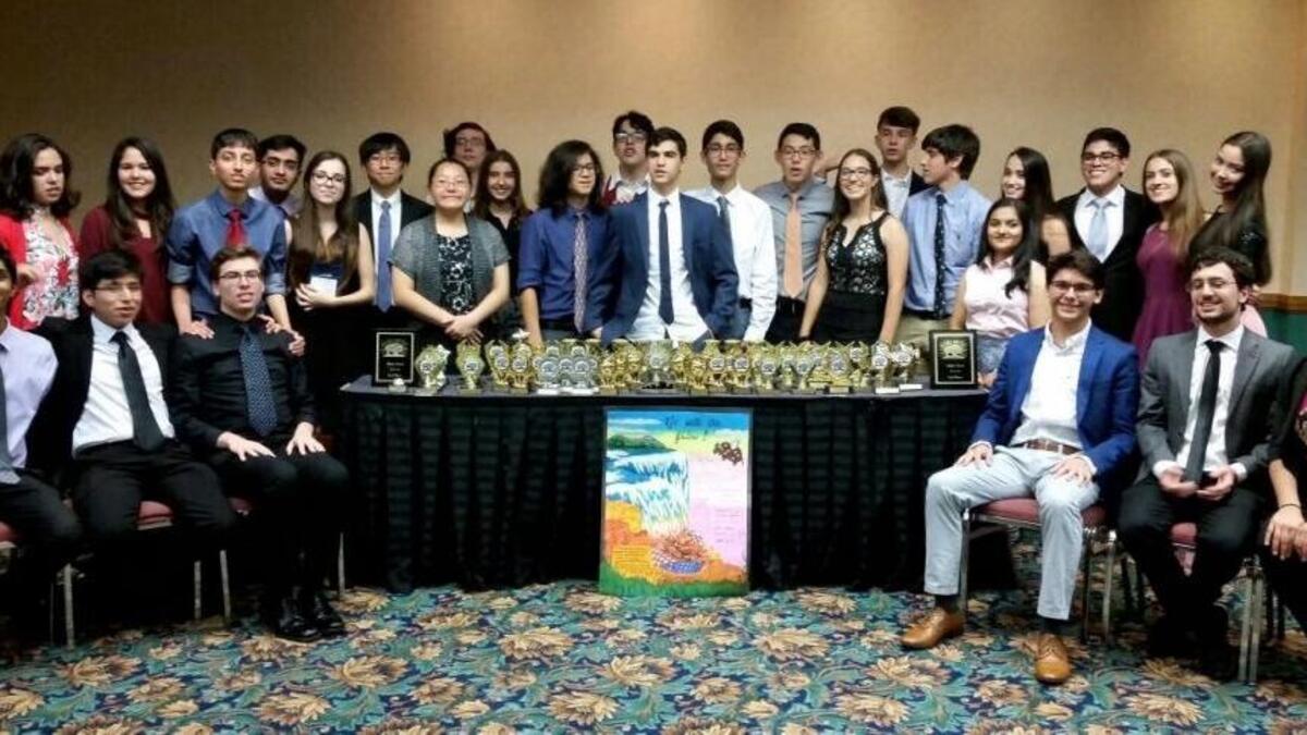 The math team at Doral Academy Preparatory School placed third place overall in the Mu Alpha Theta National Math Convention in New York. Collectively, the team earned 46 individual awards and six team awards.
