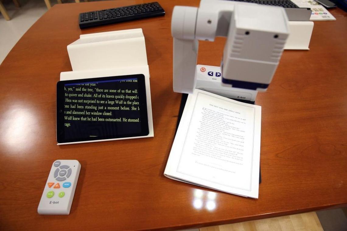 A high-tech Braille reader that transfers words from a page onto a larger computer device or tablet was on display in the Comcast Foundation Accessible Technology Laboratory on Wednesday, Aug. 16, 2017.