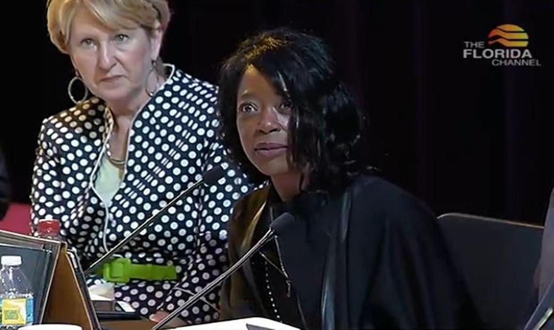 Florida Education Commissioner Pam Stewart, left, and State Board of Education Chairwoman Marva Johnson listen during a May 2017 meeting of the state board. In September, the board will decide which 25 traditional public schools will be awarded money through the new “Schools of Hope” program.
