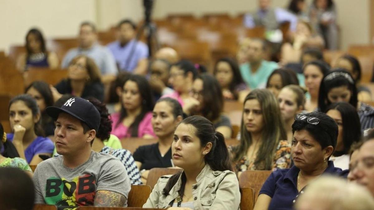 Formers students of Dade Medical College attend a town hall forum by State Representative Jose Javier Rodriguez for students and their families on the closure of Dade Medical College at Shenandoah Middle School on Thursday, November 12, 2015. The purpose of the forum was to provide information about student loan forgiveness, transferring to other schools and other issues.